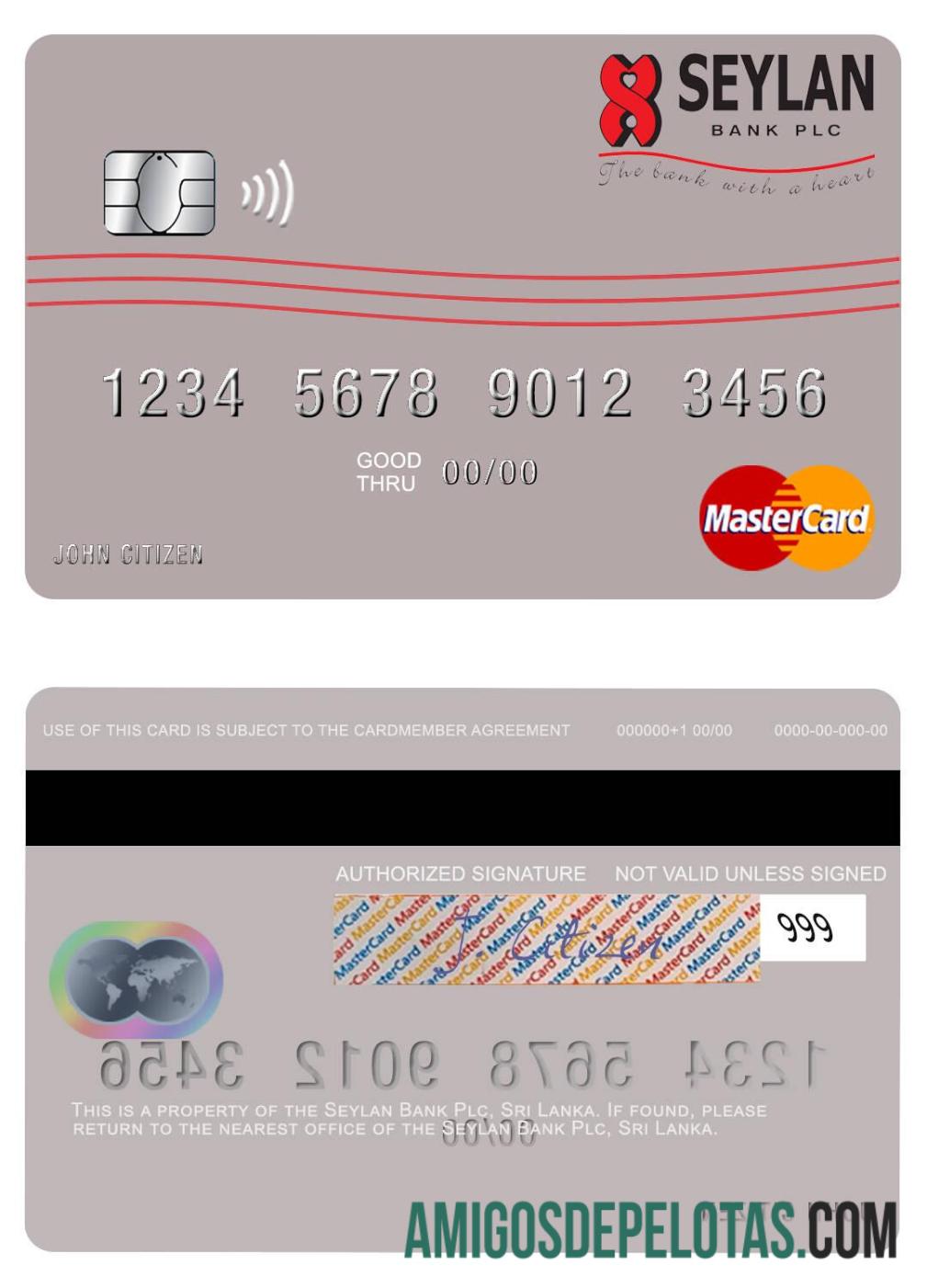 Sri Lanka Seylan Bank Plc Mastercard exemplo